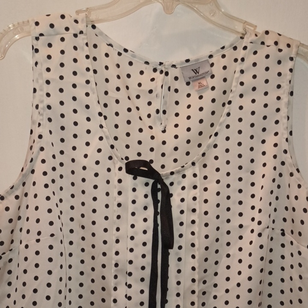 Elegant White Polka Dot Blouse with Black Accents